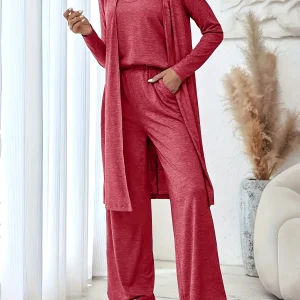Plus size women's lazy loungewear knit 3-piece set