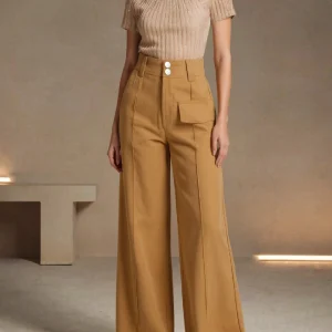 High Waist Corduroy Wide Leg Pants