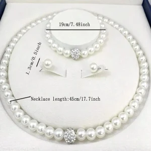 Pearl Fireball Jewelry Set Silver Crystal Stone