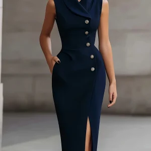 Sleeveless Blazer Midi Dress